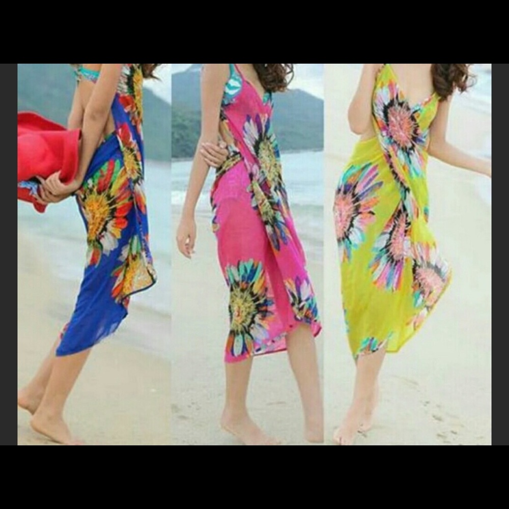 Colorful Floral Women Swim Coverup